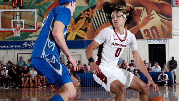 Arkansas Razorbacks Anthony Black in a game against the Creighton Bluejays in the Maui Invitational on Tuesday, Nov. 22, 2022. (Maui Invitational)